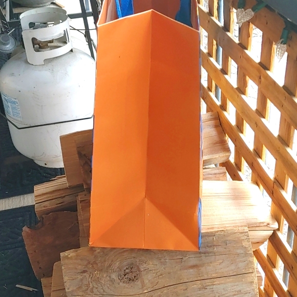 Authentic orange, gold, and blue Louis Vuitton holiday gift bag 15.6 X 13.25 X 6 - Picture 3 of 4